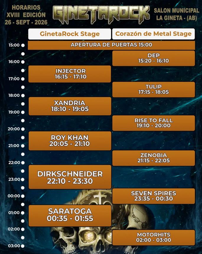 Horarios Gineta Rock Horarios Gineta Rock